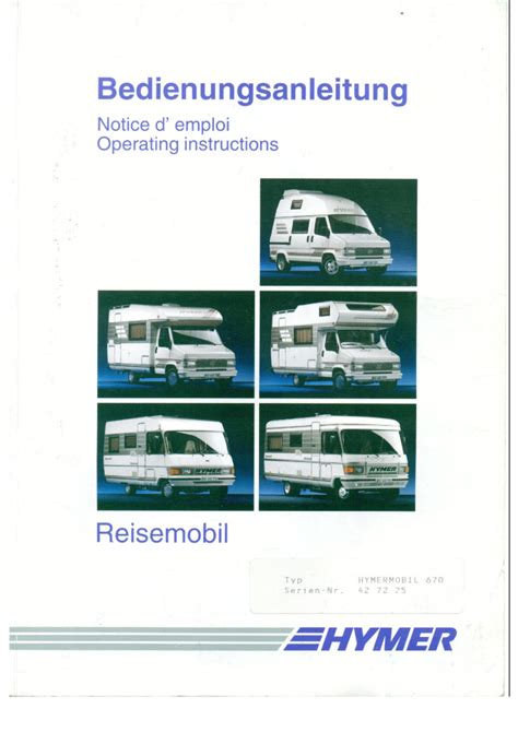 1993 Hymermobil 700 parts list. . Hymer manual download